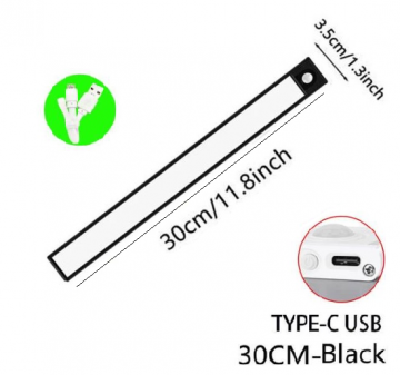 TopLEDverlichting.nl Draadloze 30cm LED bewegingssensor Kledingkast / Kelder / Garage / Keuken / Trap / Schuur Light Motion Sensor Oplaadbaar Zwart foto 1