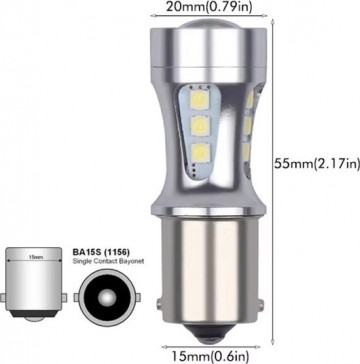 TopLEDverlichting.nl BA15S P21W 1156 LED lampen Reverse Lights Wit Licht Canbus (2 stuks) foto 4