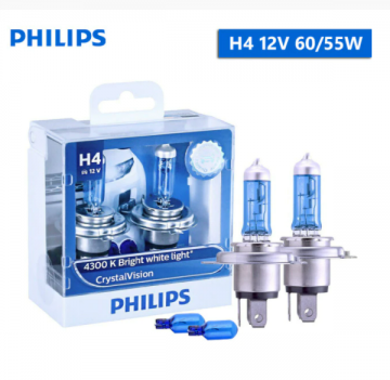 TopLEDverlichting.nl H4 55 Watt Philips Crystal Vision lampen 4300K White 12V (set) foto 1