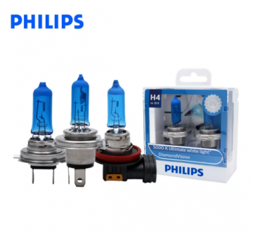 TopLEDverlichting.bl H4 55 Watt Philips Diamond Vision lampen 5000K White 12V (set) foto 1
