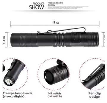 TopLEDverlichting.nl Ultra Mini LED Zaklamp - Pen formaat Slechts 9cm - Wit Licht 300 Lumen - Sterk Aluminium - Waterproof - Inclusief AAA Batterij foto 2