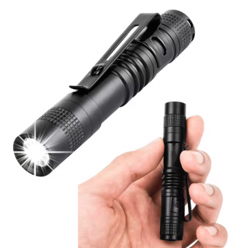 TopLEDverlichting.nl Ultra Mini LED Zaklamp - Pen formaat Slechts 9cm - Wit Licht 300 Lumen - Sterk Aluminium - Waterproof - Inclusief AAA Batterij foto 1
