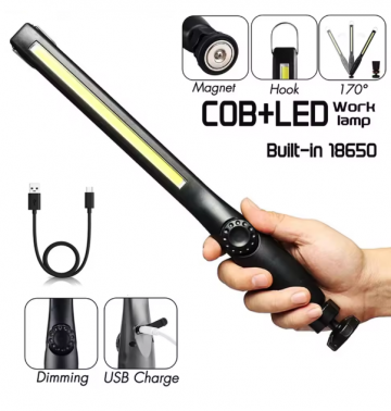 TopLEDverlichting.nl LED Werklamp XL Oplaadbaar - Accu LED Lamp - LED Zaklamp - Looplamp LED - Worklight - Garage lamp - Dimbaar - Magneet - Haak - Magnetisch - Zwenkarm – Draaibaar - 700 Lumen foto 3